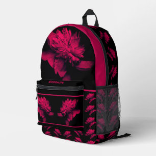 Sac À Dos Imprimé Fleur de pivoine Fuchsia Art personnalisé