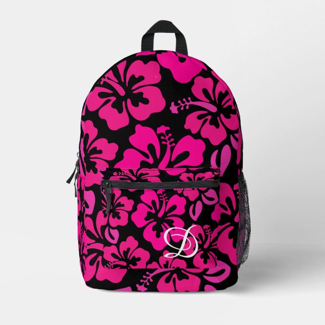 Sac À Dos Imprimé fleur d'hibiscus tropical hawaii rose (Recto)