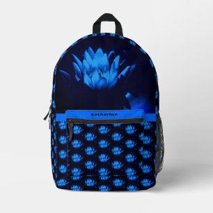 Sac À Dos Imprimé Fleur Lily Lotus bleu brillant Personnalisé