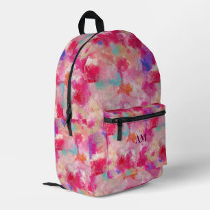 Sac À Dos Imprimé Fleur printanière Abstraite rose + personnalisée