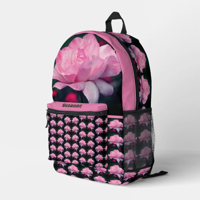 Sac À Dos Imprimé Fleur rose céleste personnalisée (Coin arrière droit)