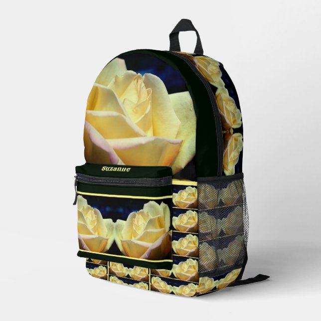 Sac À Dos Imprimé Fleur Rosebud Jaune Personnalisée (Coin arrière droit)