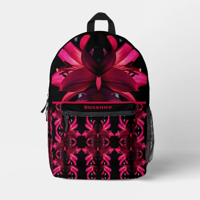 Sac À Dos Imprimé Fleur rouge Abstraite personnalisée (Recto)