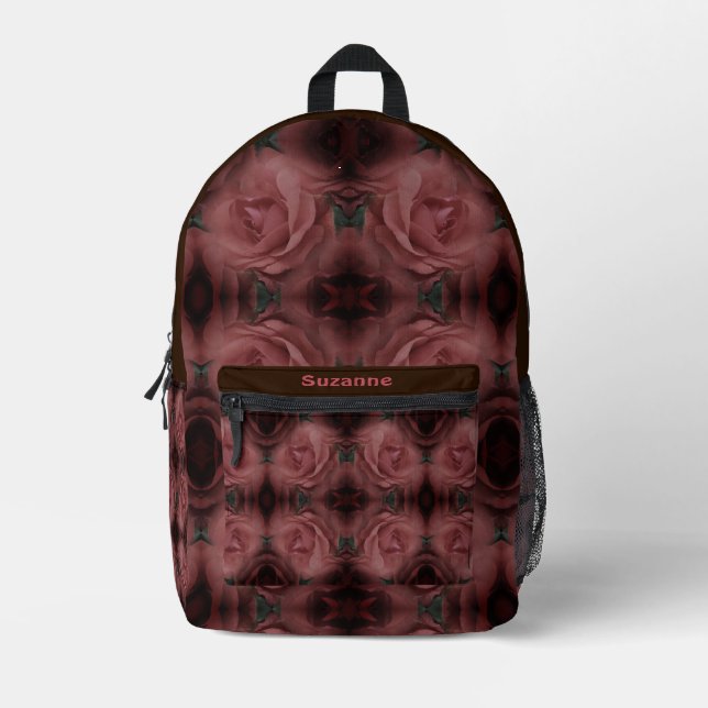Sac À Dos Imprimé Fleur Rouge Abstraite personnalisée (Recto)