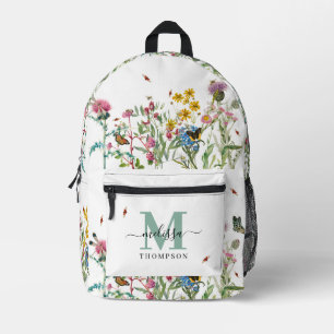 Sac À Dos Imprimé Fleur sauvage d'aquarelle Insectes Floral Spring G