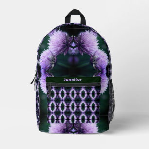 Sac À Dos Imprimé Fleur violet Allium Abstrait Personnalisé