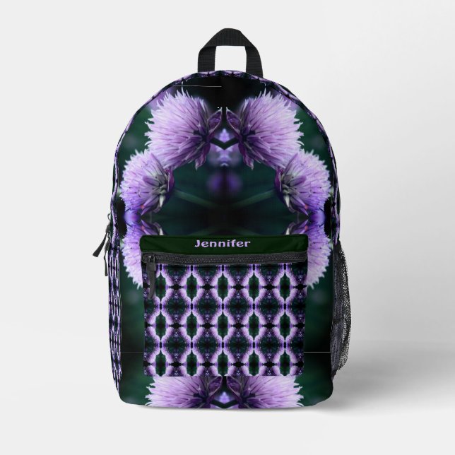 Sac À Dos Imprimé Fleur violet Allium Abstrait Personnalisé (Recto)