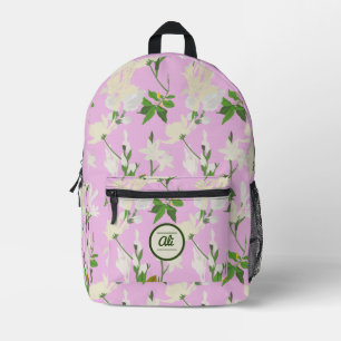 Sac À Dos Imprimé Fleurs blanches 1 arrière - plan lilas