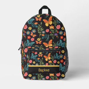 Sac À Dos Imprimé Fleurs d'art populaire et papillons Personnalisé