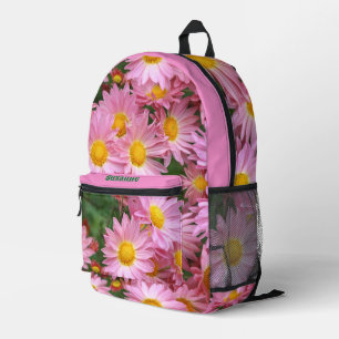 Sac À Dos Imprimé Fleurs de marguerite rose personnalisées