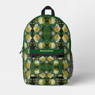 Sac À Dos Imprimé Fleurs de rose jaune miroir personnalisé