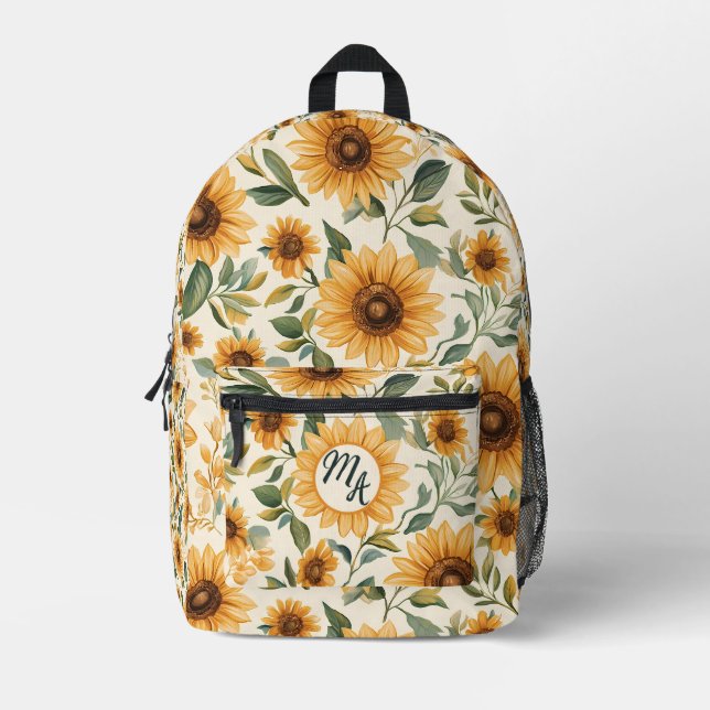 Sac À Dos Imprimé Fleurs de soleil jaunes (Recto)