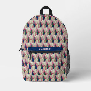 Sac À Dos Imprimé Fleurs de tulipes roses personnalisées
