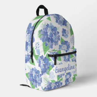 Sac À Dos Imprimé Fleurs d'hortensia bleues personnalisées
