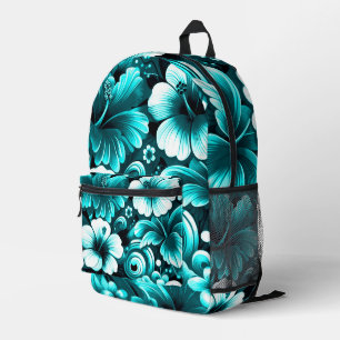 Sac À Dos Imprimé Fleurs hawaïennes tropicales Hibiscus Turquoise bl