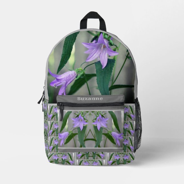 Sac À Dos Imprimé Fleurs Lys violettes délicates personnalisées (Recto)