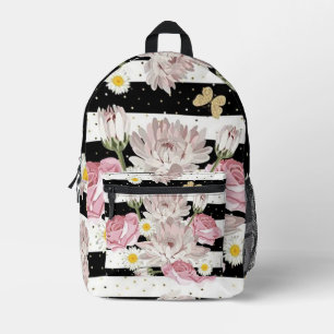 Sac À Dos Imprimé Fleurs, papillons et bandes