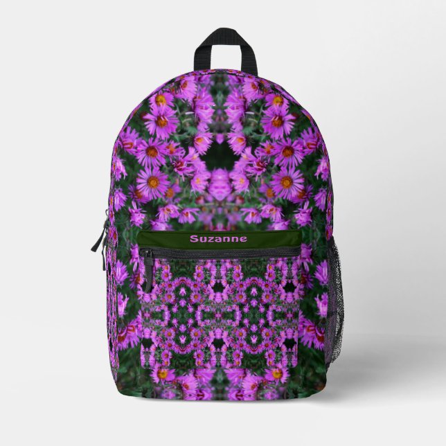 Sac À Dos Imprimé Fleurs rose Aster Abstrait Personnalisé (Recto)