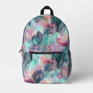 Sac À Dos Imprimé Fleurs Tons de Bijoux