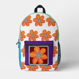Sac À Dos Imprimé Fleurs violettes orange jaune