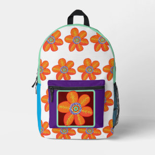 Sac À Dos Imprimé Fleurs violettes orange jaune