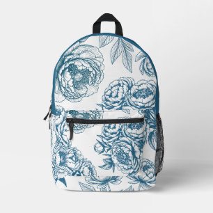 Sac À Dos Imprimé Floral Peony Blue