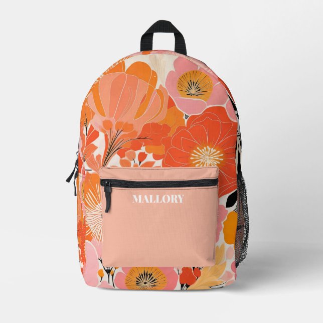 Sac À Dos Imprimé Floral rose et orange (Recto)