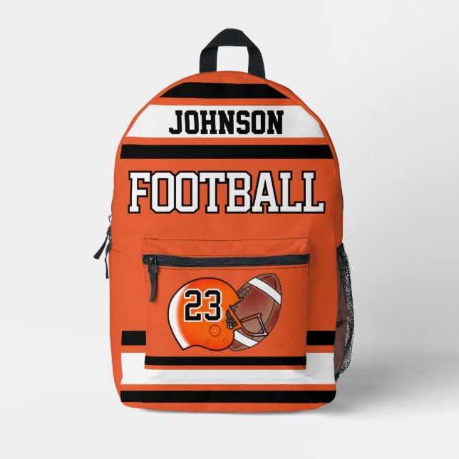 Sac À Dos Imprimé Football Orange - Editable (Recto)