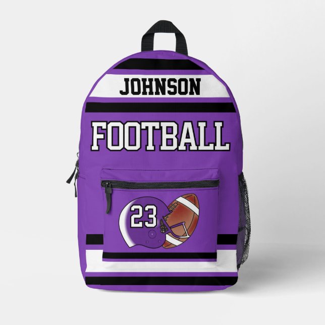 Sac À Dos Imprimé Football Purple - Editable (Recto)