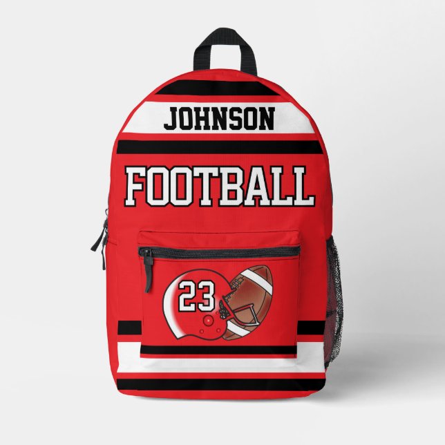 Sac À Dos Imprimé Football Rouge - Editable (Recto)