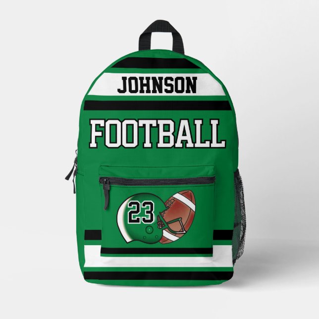 Sac À Dos Imprimé Football Vert - Editable (Recto)