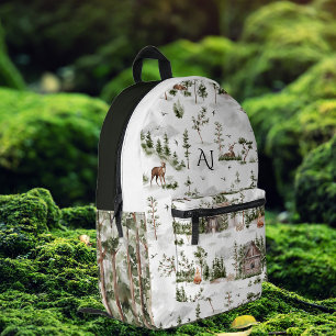Sac À Dos Imprimé Forêt rustique sauvage   Monogramme
