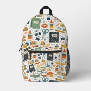 Sac À Dos Imprimé Fournitures scolaires rétro - Retour à l'école