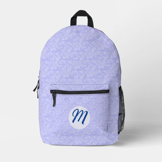 Sac À Dos Imprimé Fractale bleue avec initiale monogrammée (Recto)