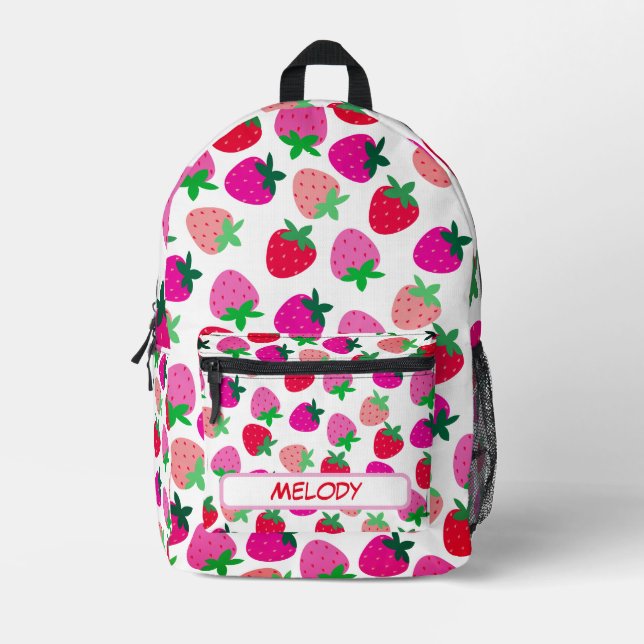 Sac À Dos Imprimé fraise rose été nature fruits tropicaux (Recto)
