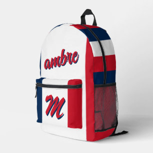 Sac À Dos Imprimé France Drapeau français Nom personnalisé Monogramm
