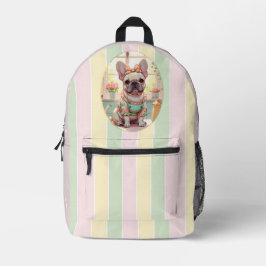 Sac À Dos Imprimé French Bulldog Pastel Lines Cottagecore
