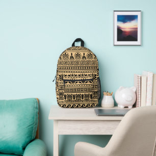 Sac À Dos Imprimé Fret grec, Motif méditerranéen, Brown