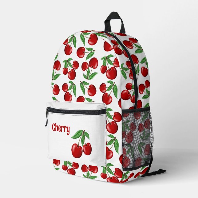 Sac À Dos Imprimé Fruit de cerises rouges partout personnalisé (Coin arrière droit)