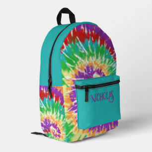 Sac À Dos Imprimé Fun Rainbow Colors Retro Tie Dye Monogramme