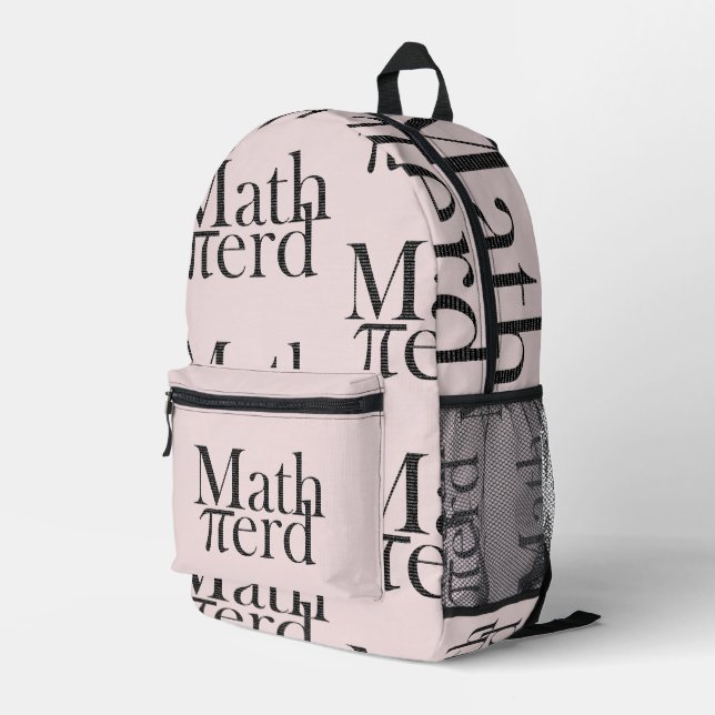 Sac À Dos Imprimé Funky Pi Math Enseignant en Sciences Nerd Pale Ros (Coin arrière droit)