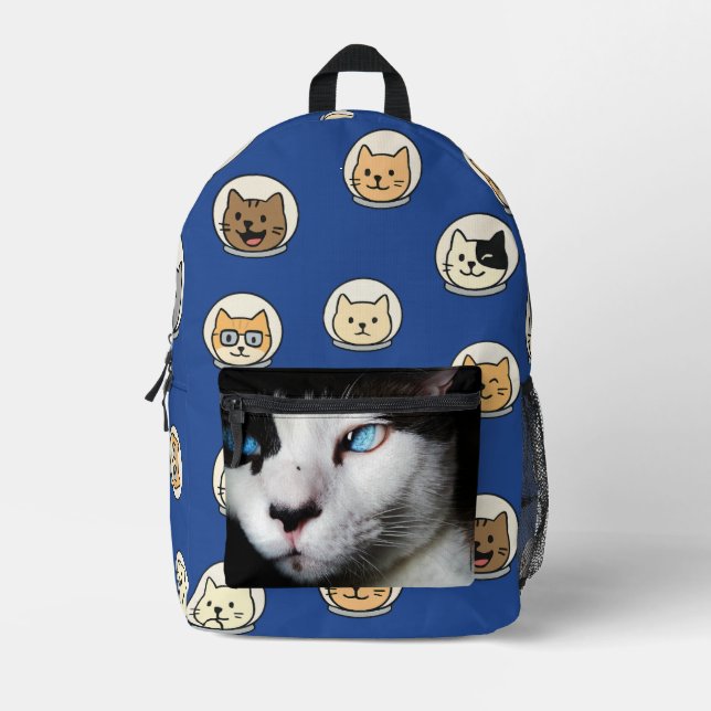 Sac À Dos Imprimé Funny Cat Backpack With Custom Photo Option (Recto)