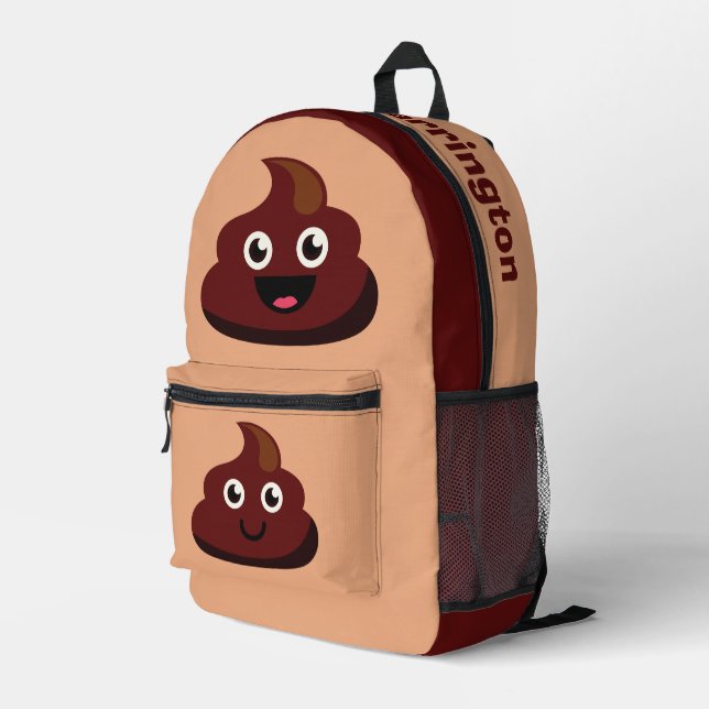 Sac À Dos Imprimé Funny Poop nom personnalisé (Coin arrière droit)