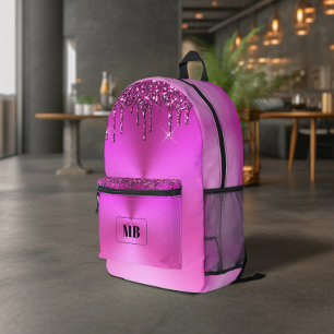 Sac À Dos Imprimé Fuschia Pailleté Goutte à Goutte Monogrammé