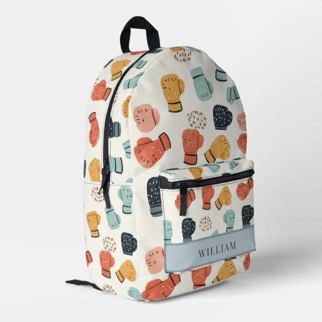 Sac À Dos Imprimé Gants De Boxe Enfants Beiges Retour À L'École (Coin arrière gauche)