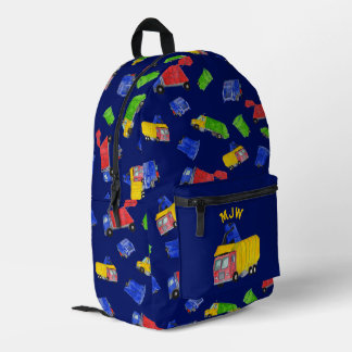 Sac À Dos Imprimé Garçons Camions Poubelles Peints Monogramme