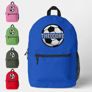 Sac À Dos Imprimé Garçons Nom personnalisé Cool Bleu Football Footba