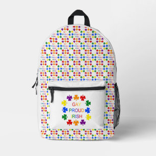 Sac À Dos Imprimé Gay Fier Irlandais LGBT Rainbow Shamrocks