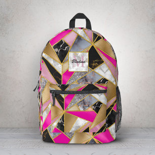 Sac À Dos Imprimé Géométrique rose noir abstrait élégant