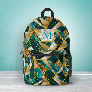 Sac À Dos Imprimé Géométrique turquoise or faux élégant